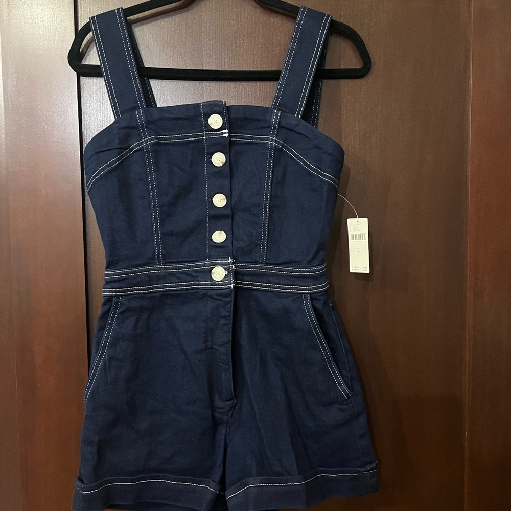 NWT Maeve Navy Blue Button-Front romper